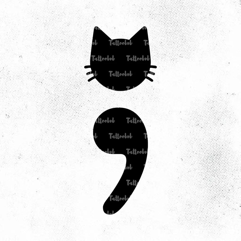 cat semicolon tattoo idea design drawing stencil png
