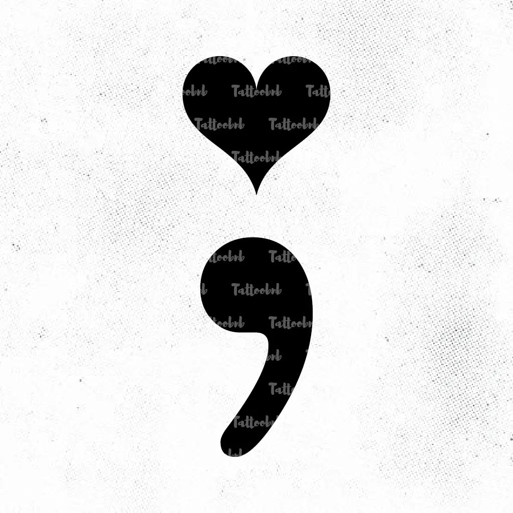 heart semicolon tattoo idea design drawing stencil png