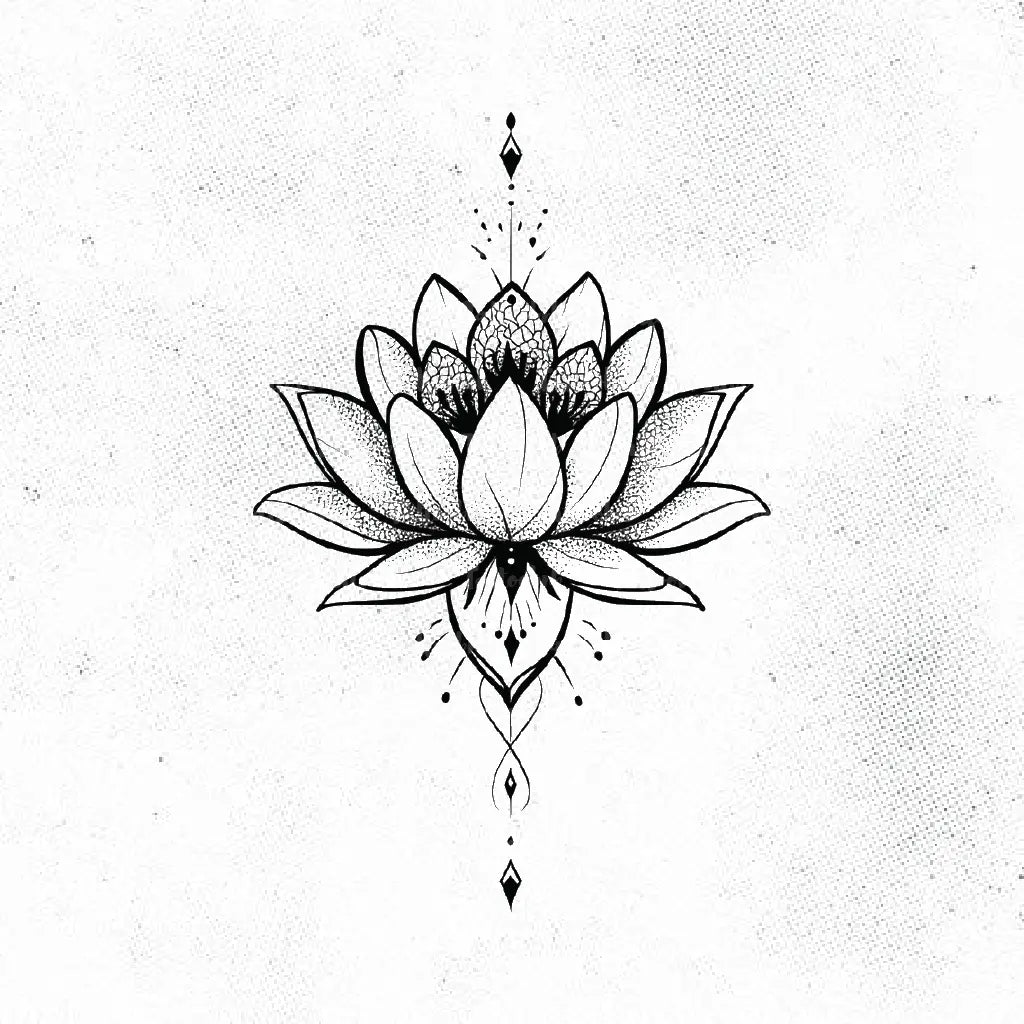 geometric lotus flower tattoo idea design drawing stencil png