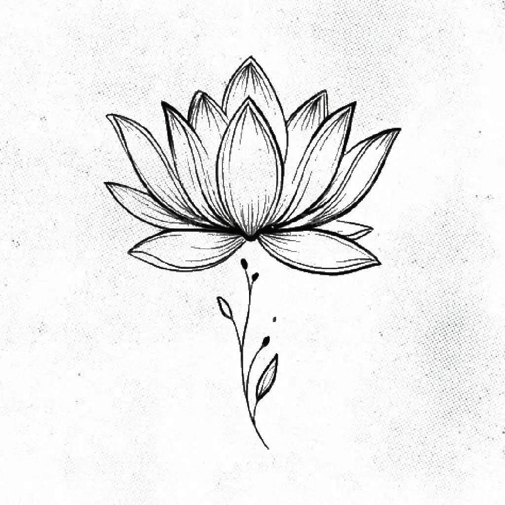 fine line lotus flower tattoo idea design drawing stencil png