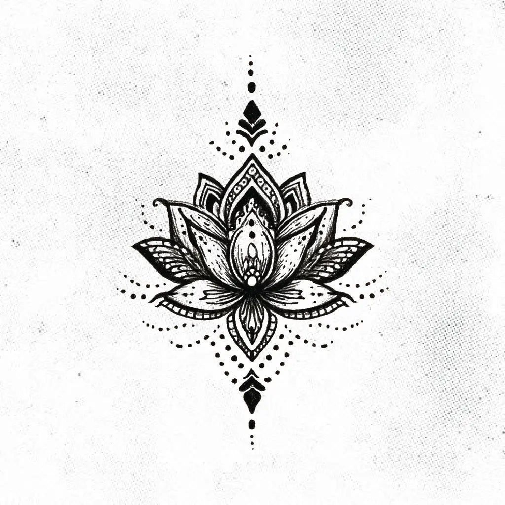 henna style lotus flower tattoo idea design drawing stencil png