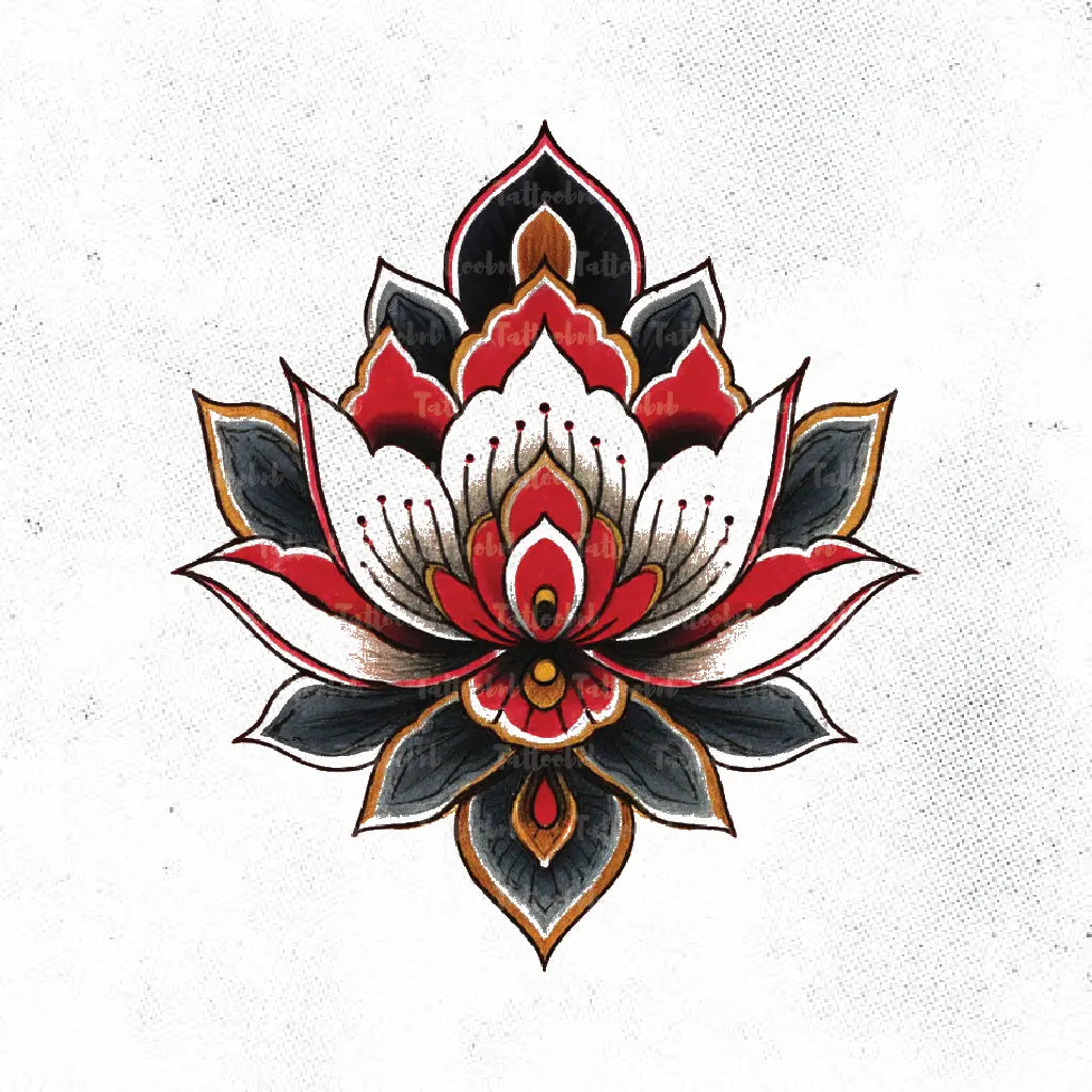 traditional lotus flower tattoo idea design drawing stencil png
