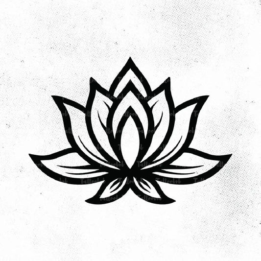 simple small minimal lotus flower tattoo idea design drawing stencil png