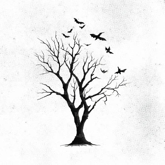 poison tree with bats tattoo idea design drawing stencil png