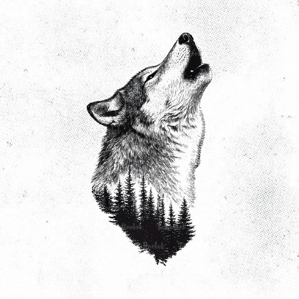 howling wolf tattoo idea design drawing stencil png
