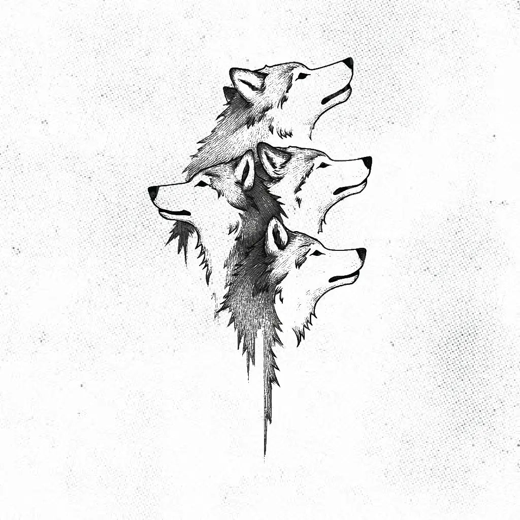 wolf pack tattoo idea design drawing stencil png