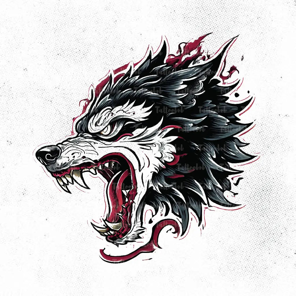 neo traditional wolf tattoo idea design drawing stencil png