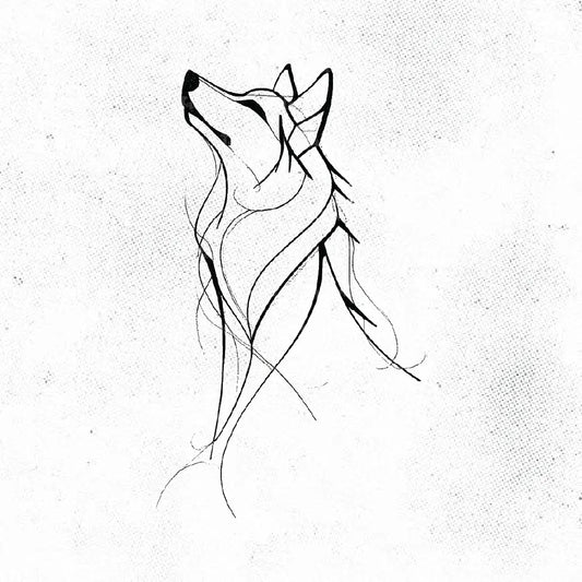 wolf fine line tattoo idea design drawing stencil png