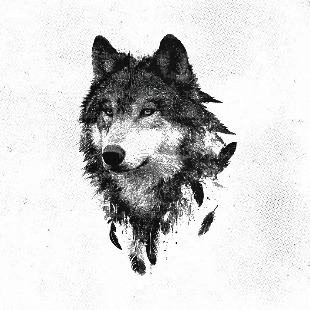 realistic black lone wolf tattoo idea design drawing stencil png