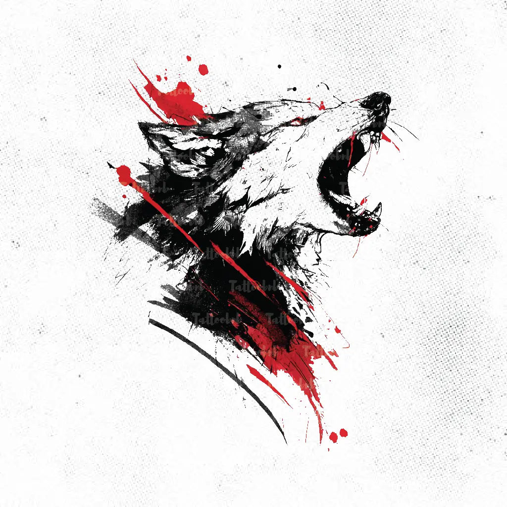angry lone wolf tattoo idea design drawing stencil png