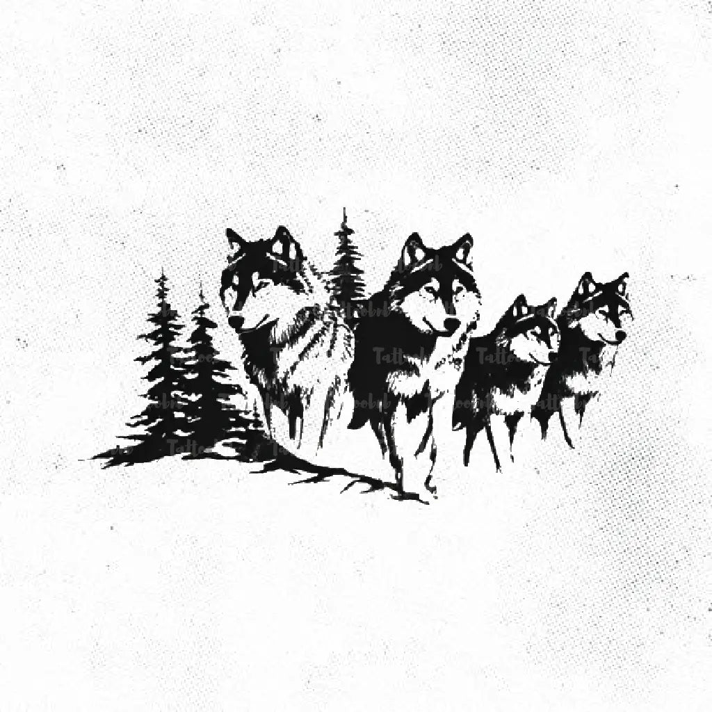 wolf family tattoo idea design drawing stencil png