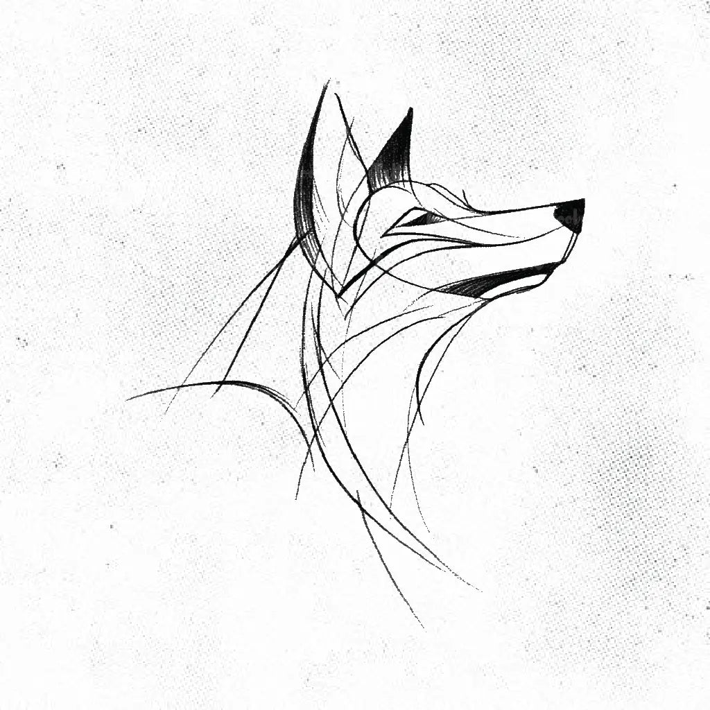 abstract wolf fine line tattoo idea design drawing stencil png