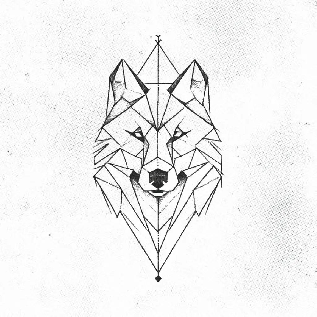 geometric wolf tattoo idea design drawing stencil png