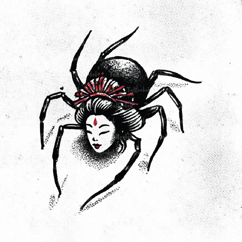 japanese geisha spider tattoo idea design drawing stencil png