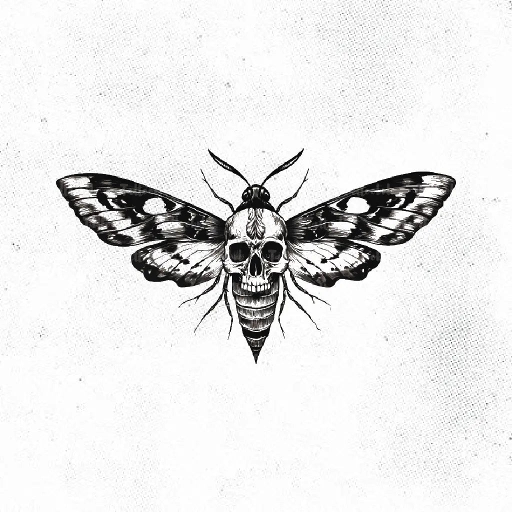 death skull moth tattoo idea design drawing stencil png