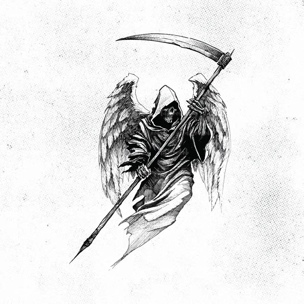 grim reaper angel tattoo idea design drawing stencil png