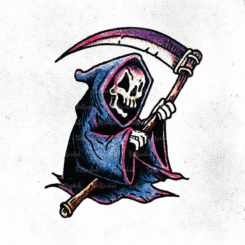 cartoon grim reaper tattoo idea design drawing stencil png