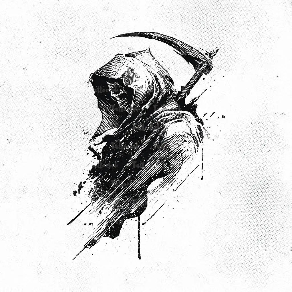 dark grim reaper tattoo idea design drawing stencil png