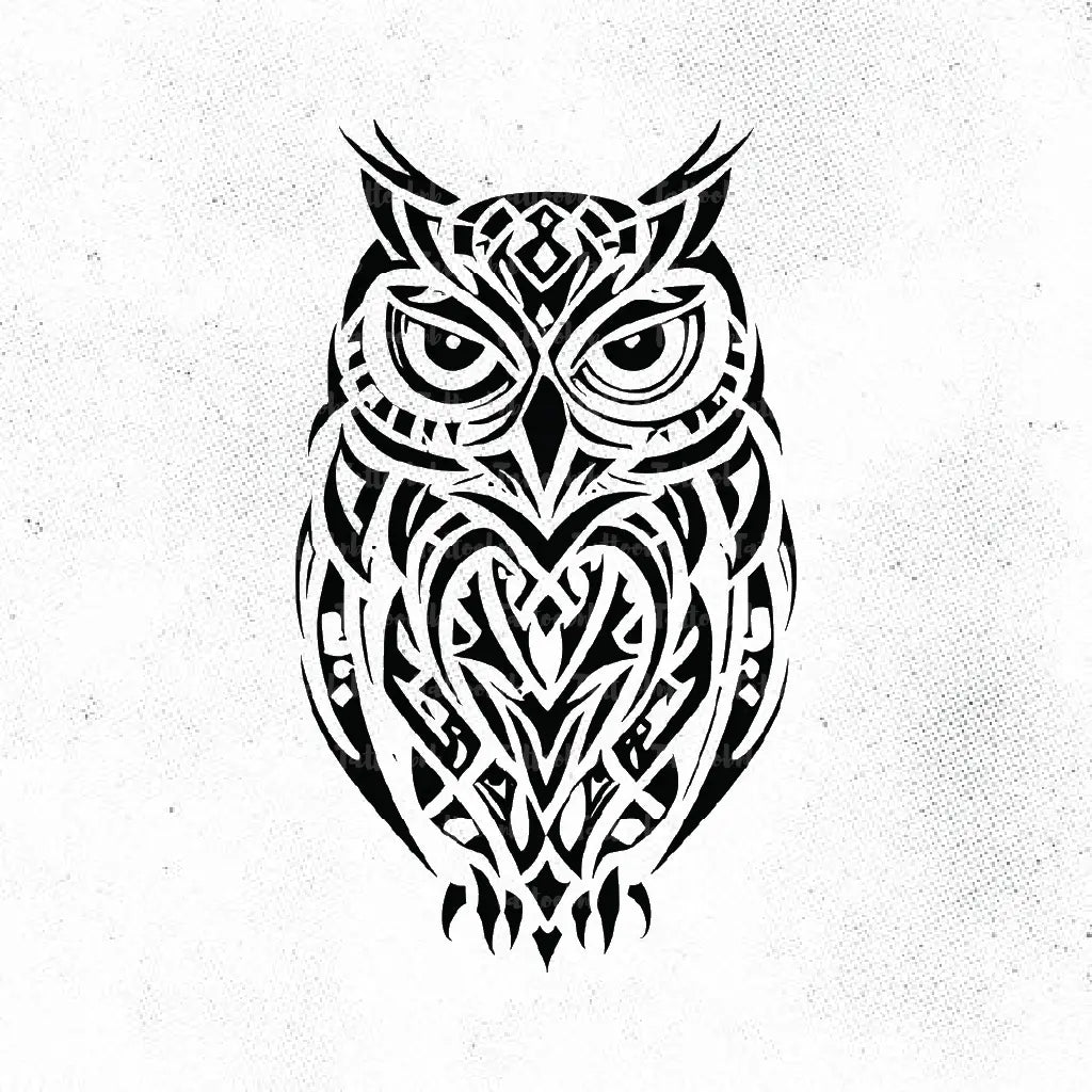 tribal owl tattoo idea design drawing stencil png