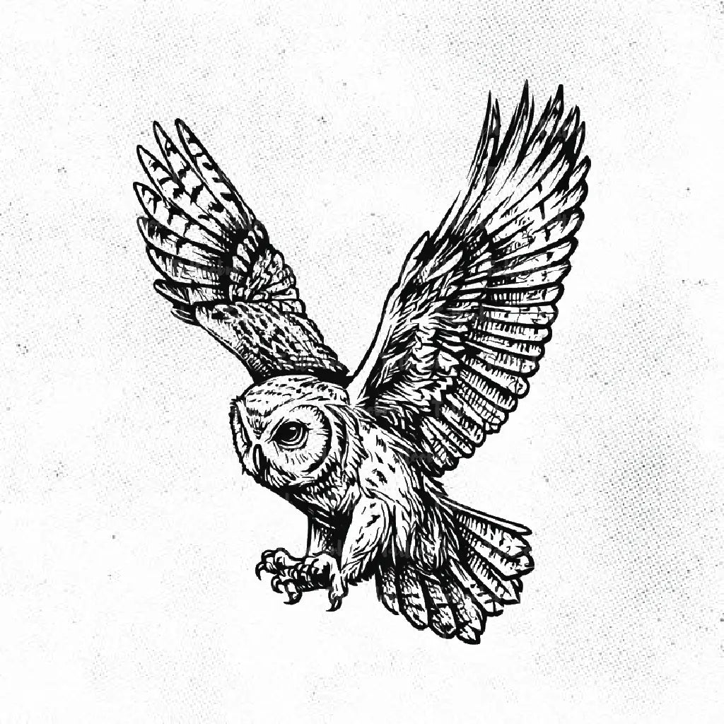 flying owl tattoo idea design drawing stencil png