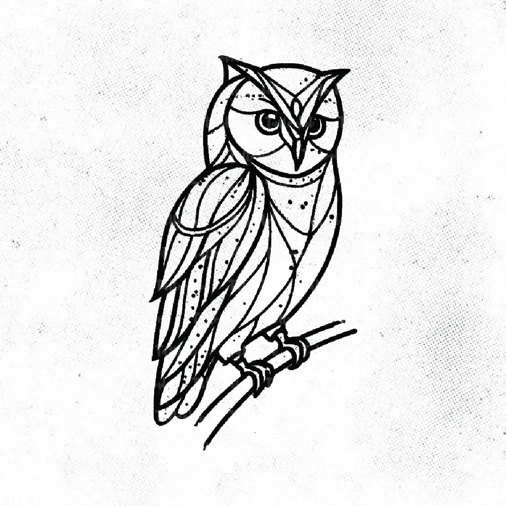 geometric owl tattoo idea design drawing stencil png