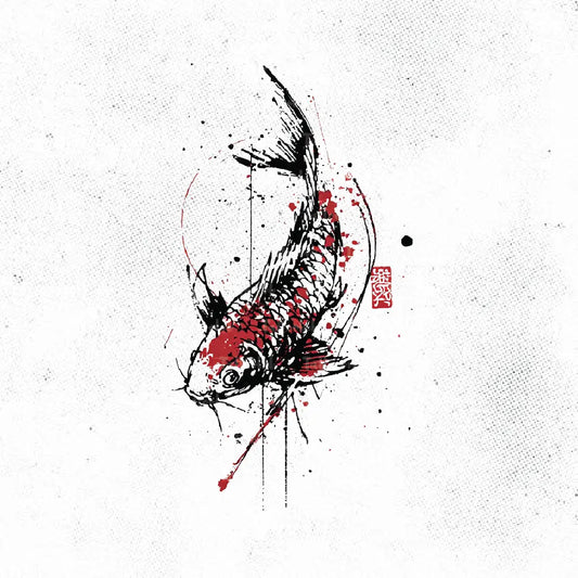 trash polka japanese koi fish tattoo idea design drawing stencil png