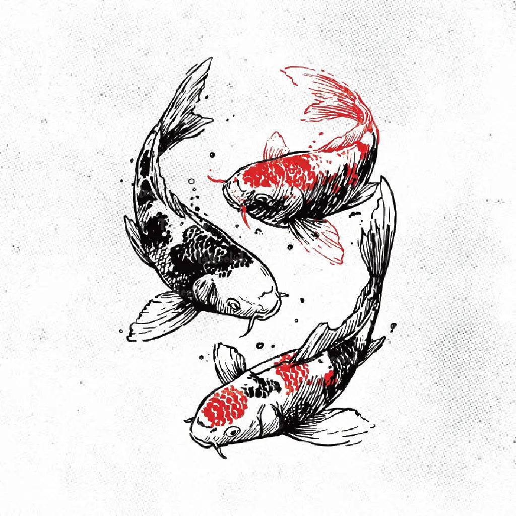 3 koi fish tattoo idea design drawing stencil png