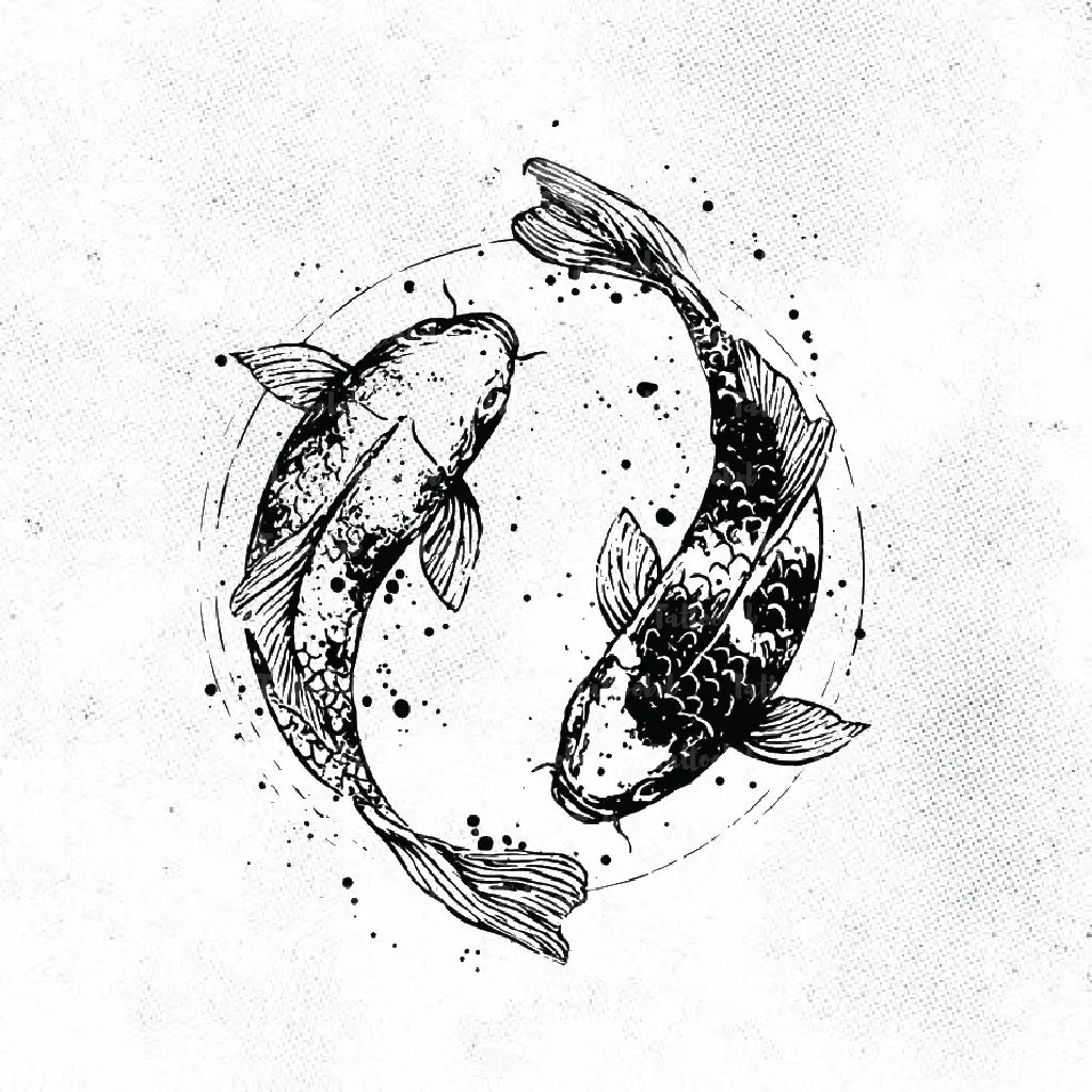 yin yang koi fish tattoo idea design drawing stencil png