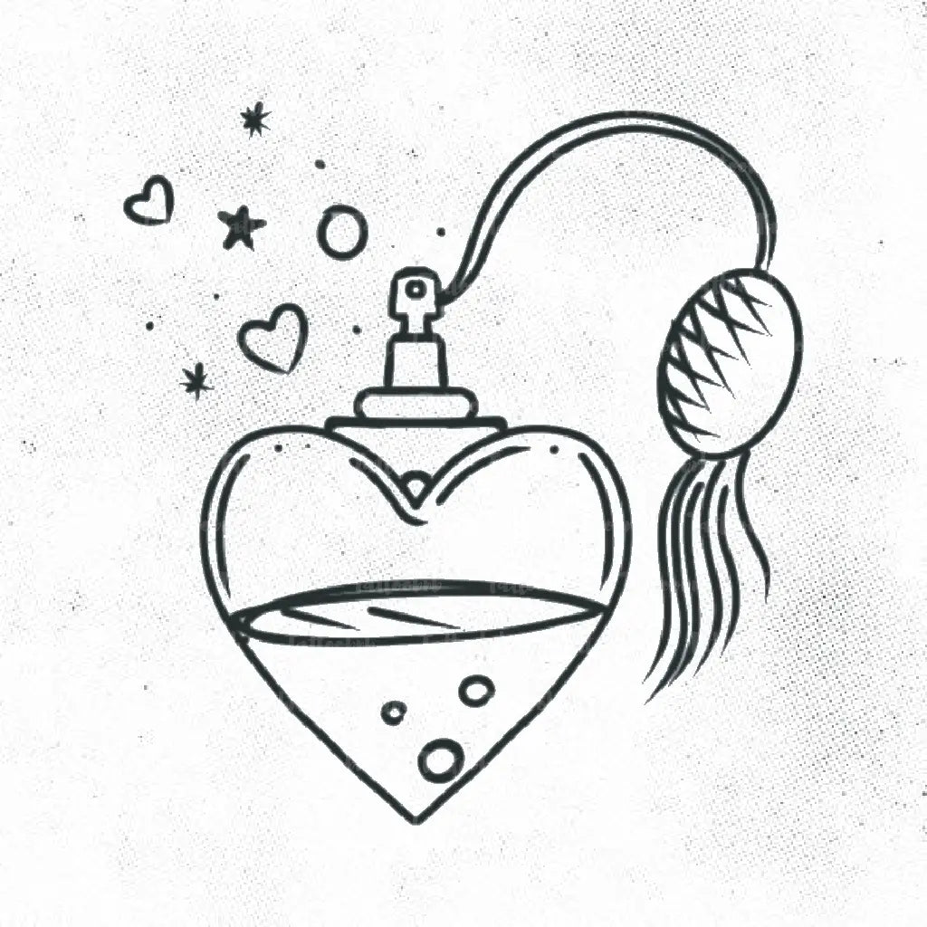 heart shape perfume bottle tattoo idea design drawing stencil png