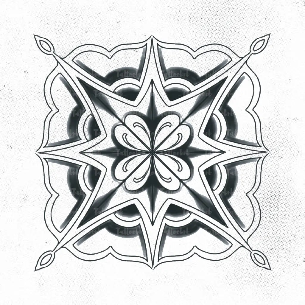 intricate star mandala tattoo idea design drawing stencil png