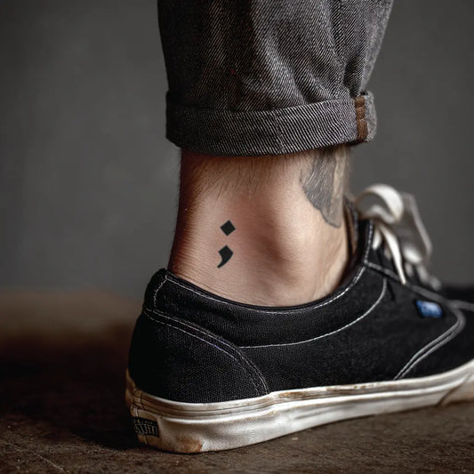 semicolon men ankle temporary tattoo idea design