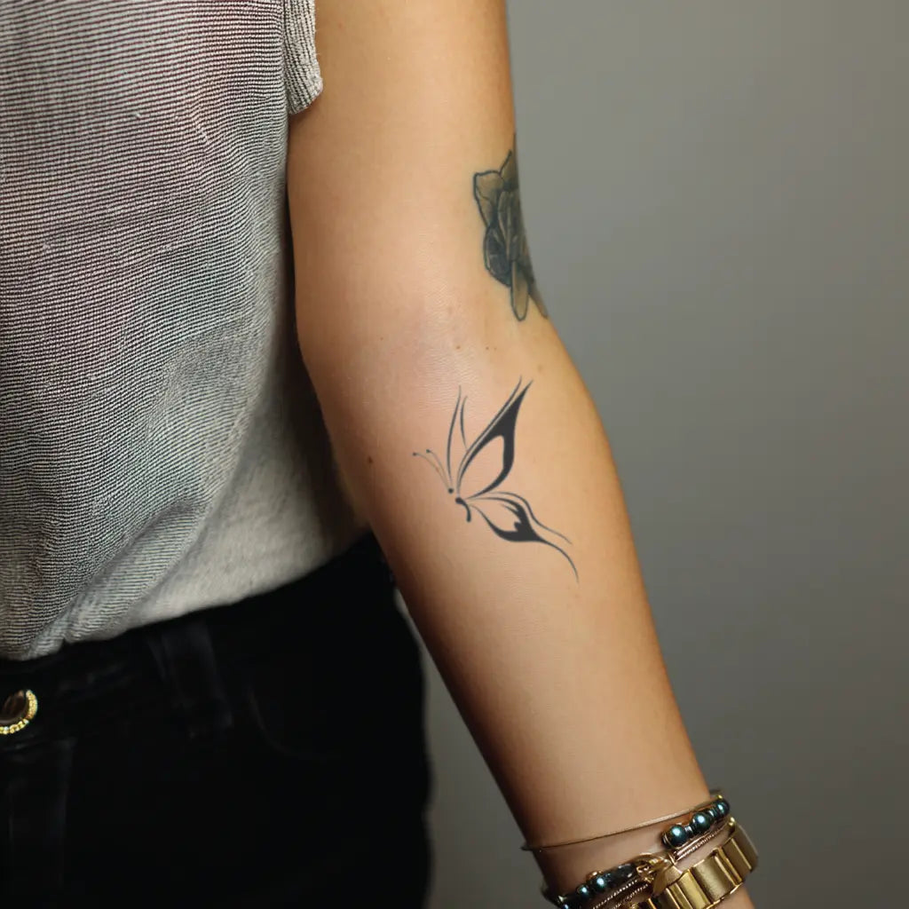 semicolon butterfly forearm temporary tattoo idea design