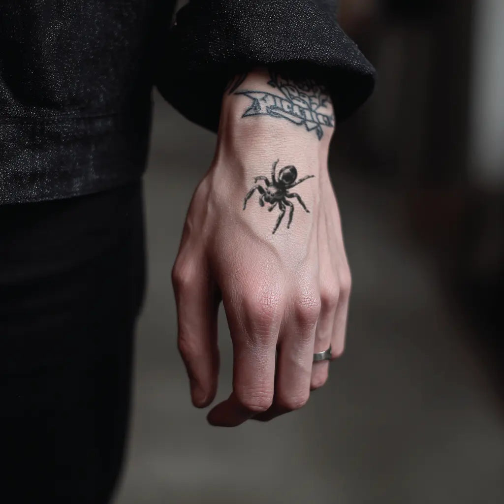 jumping spider hand temporary tattoo idea design