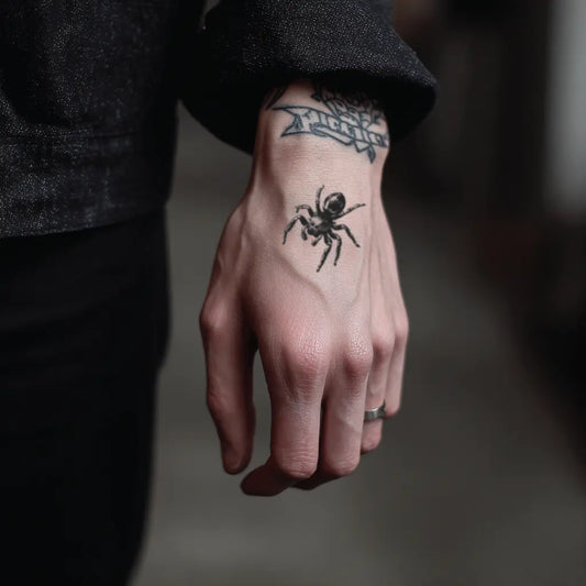 jumping spider hand temporary tattoo idea design