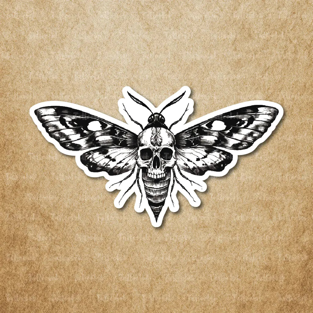 death skull moth temporary tattoo sticker idea design