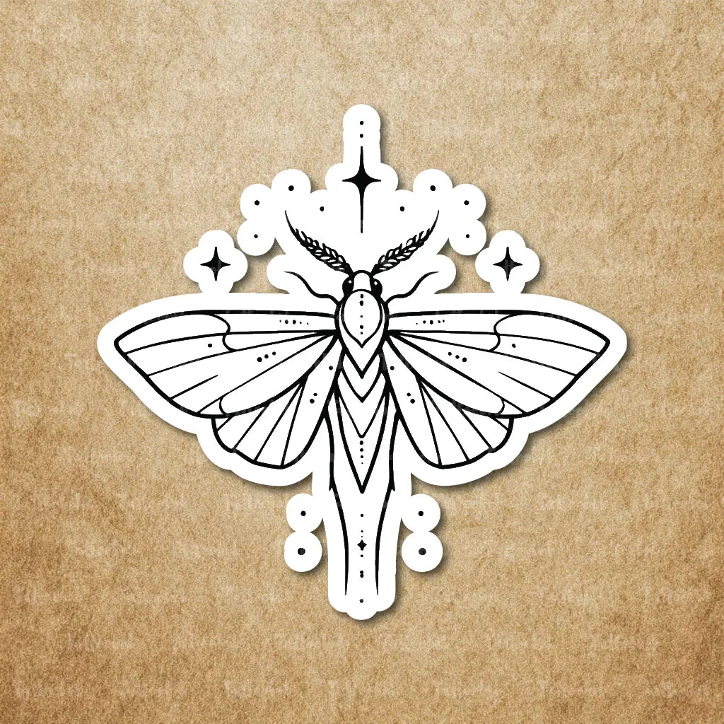 linework moth temporary tattoo sticker idea design
