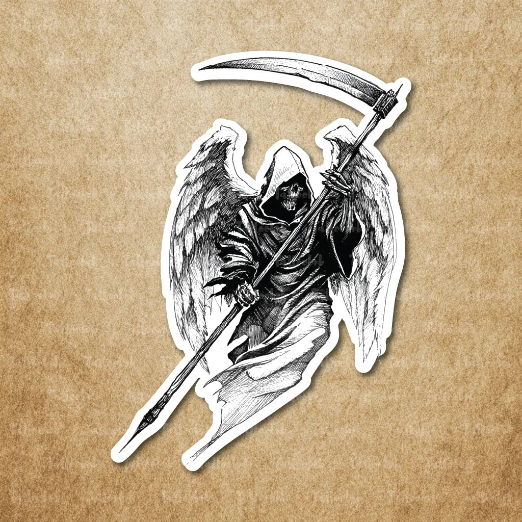 grim reaper angel temporary tattoo sticker idea design