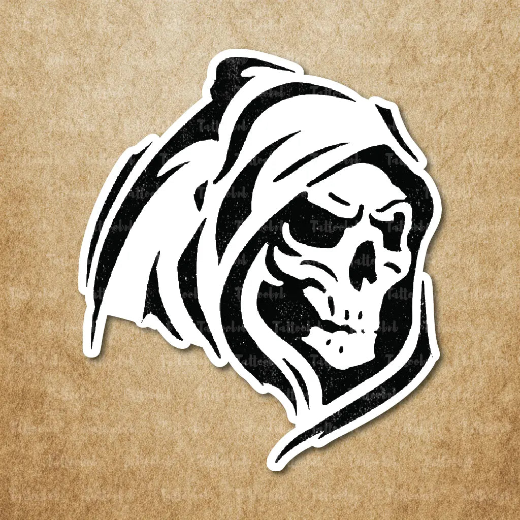 grim reaper tribal skull temporary tattoo sticker idea design