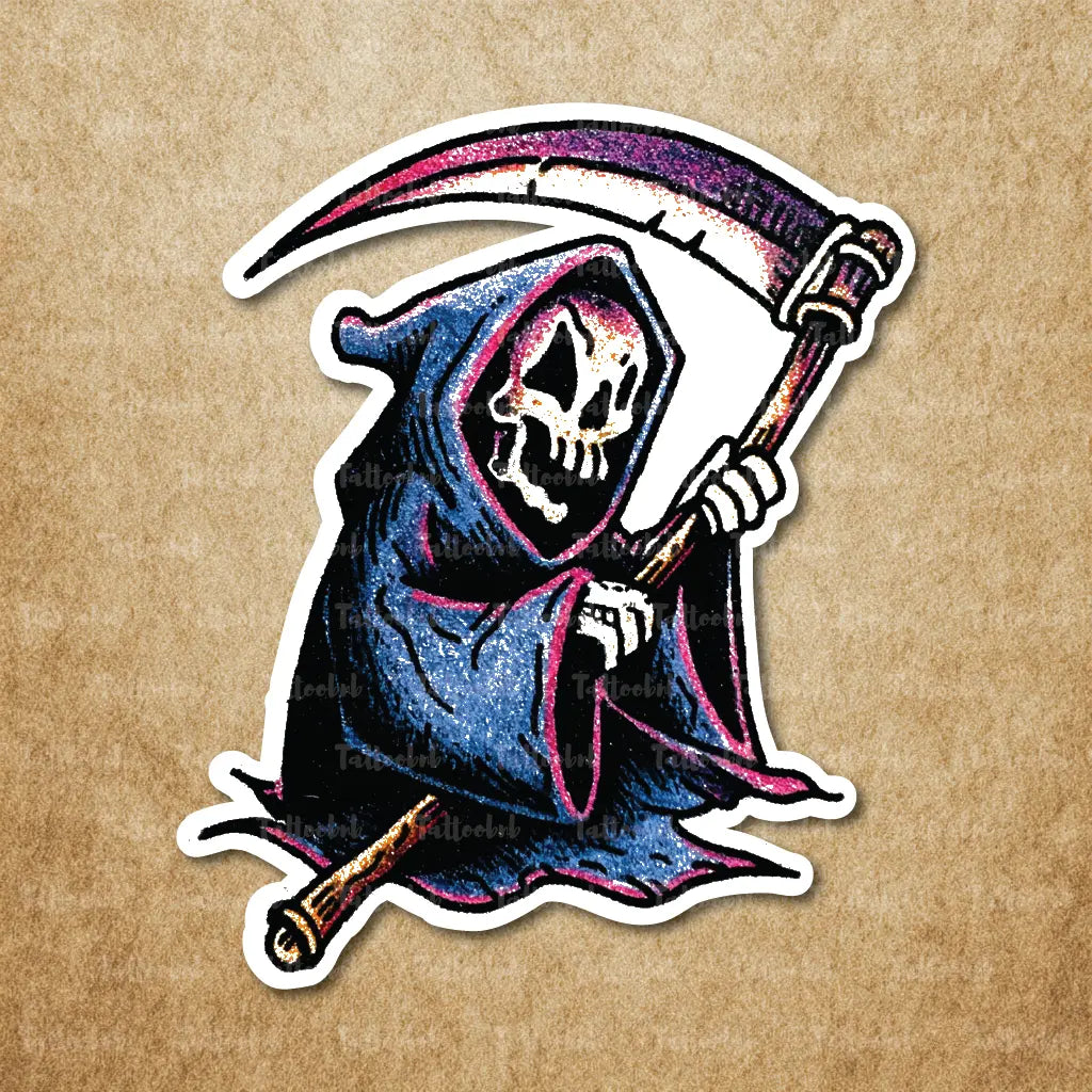 cartoon grim reaper temporary tattoo sticker idea design