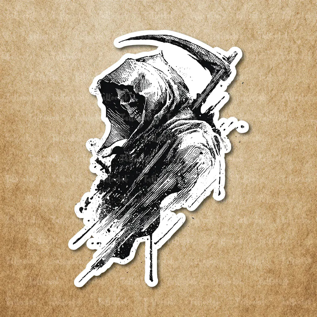 dark grim reaper temporary tattoo sticker idea design