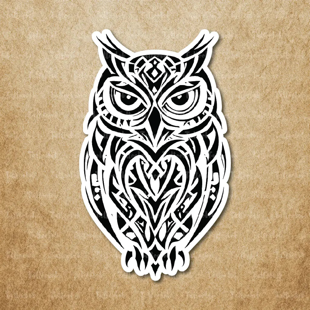 tribal owl temporary tattoo sticker idea design