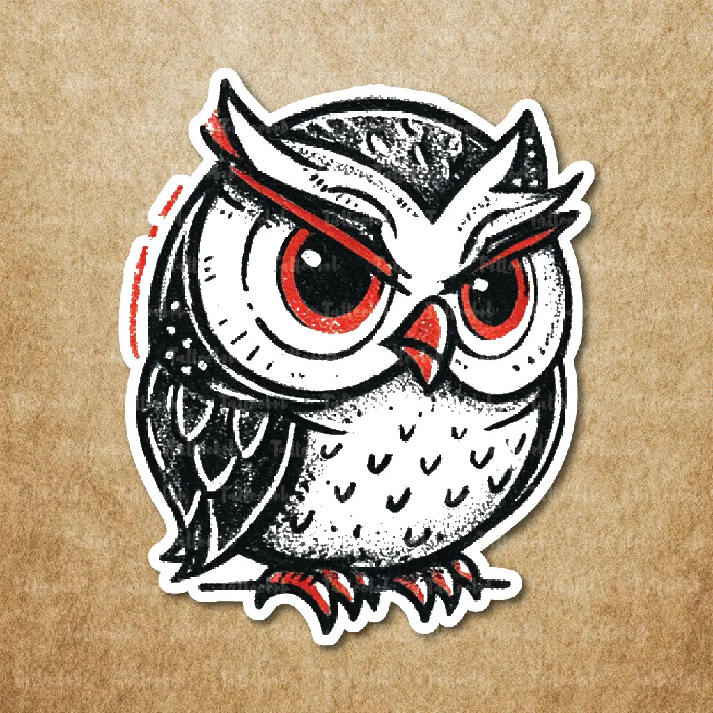 cartoon owl temporary tattoo sticker idea design