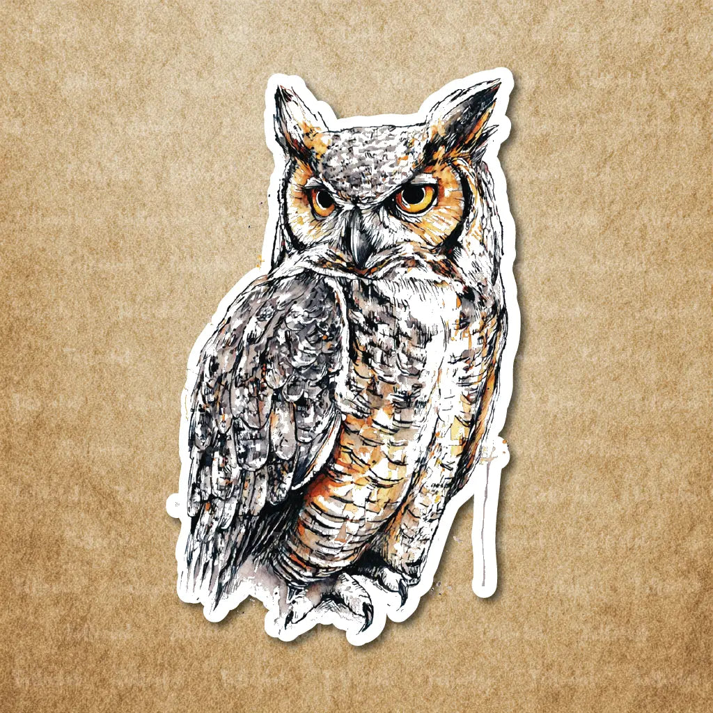 great horned owl temporary tattoo sticker idea design