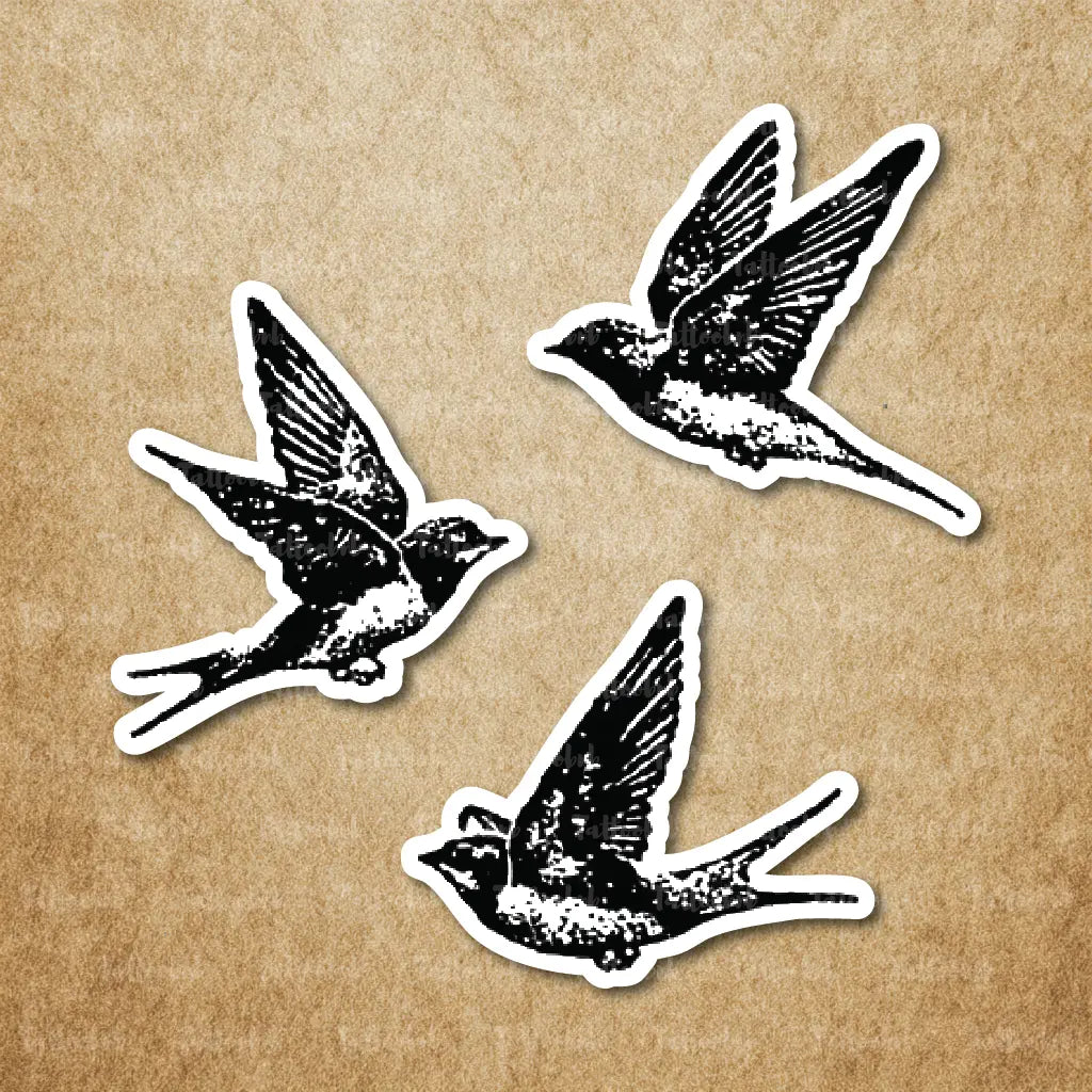 3 flying birds temporary tattoo sticker idea design