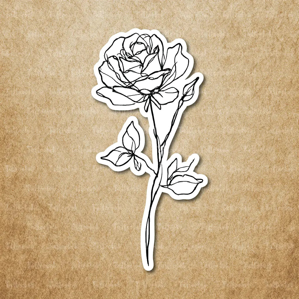 fine line rose temporary tattoo sticker idea design