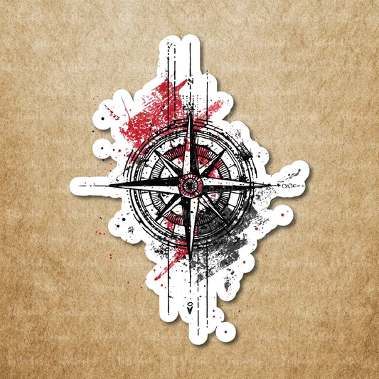 trash polka compass temporary tattoo sticker idea design