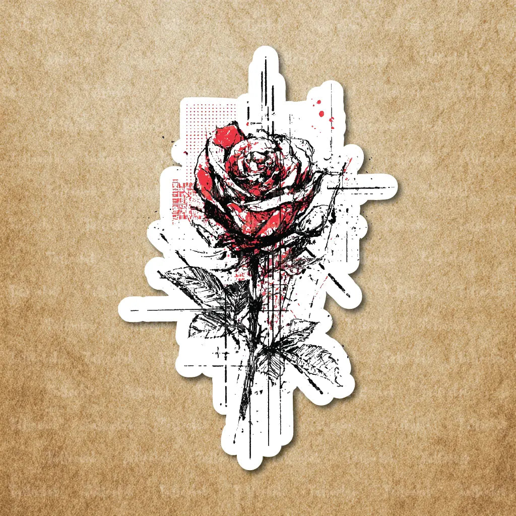 trash polka rose temporary tattoo sticker idea design