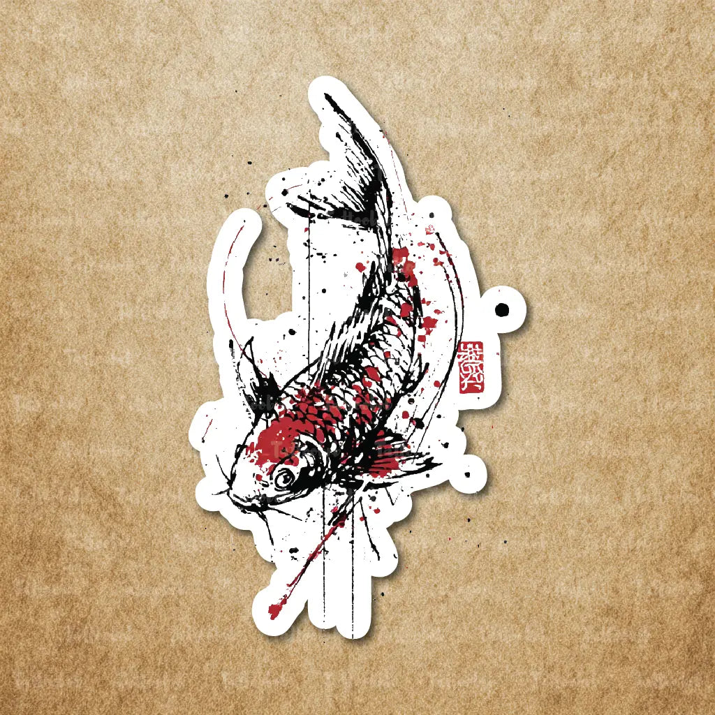trash polka japanese koi fish temporary tattoo sticker idea design
