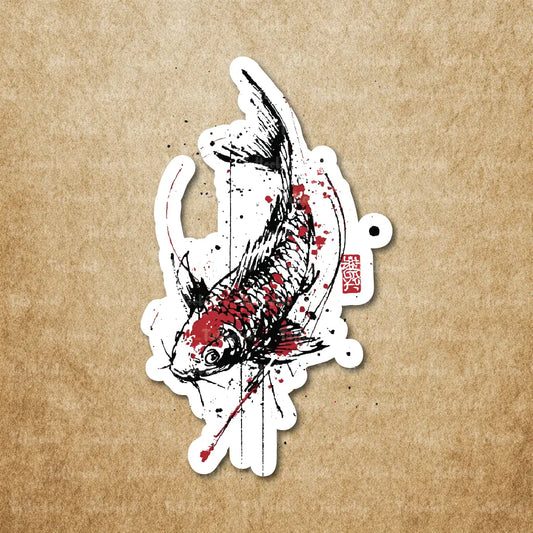 trash polka japanese koi fish temporary tattoo sticker idea design