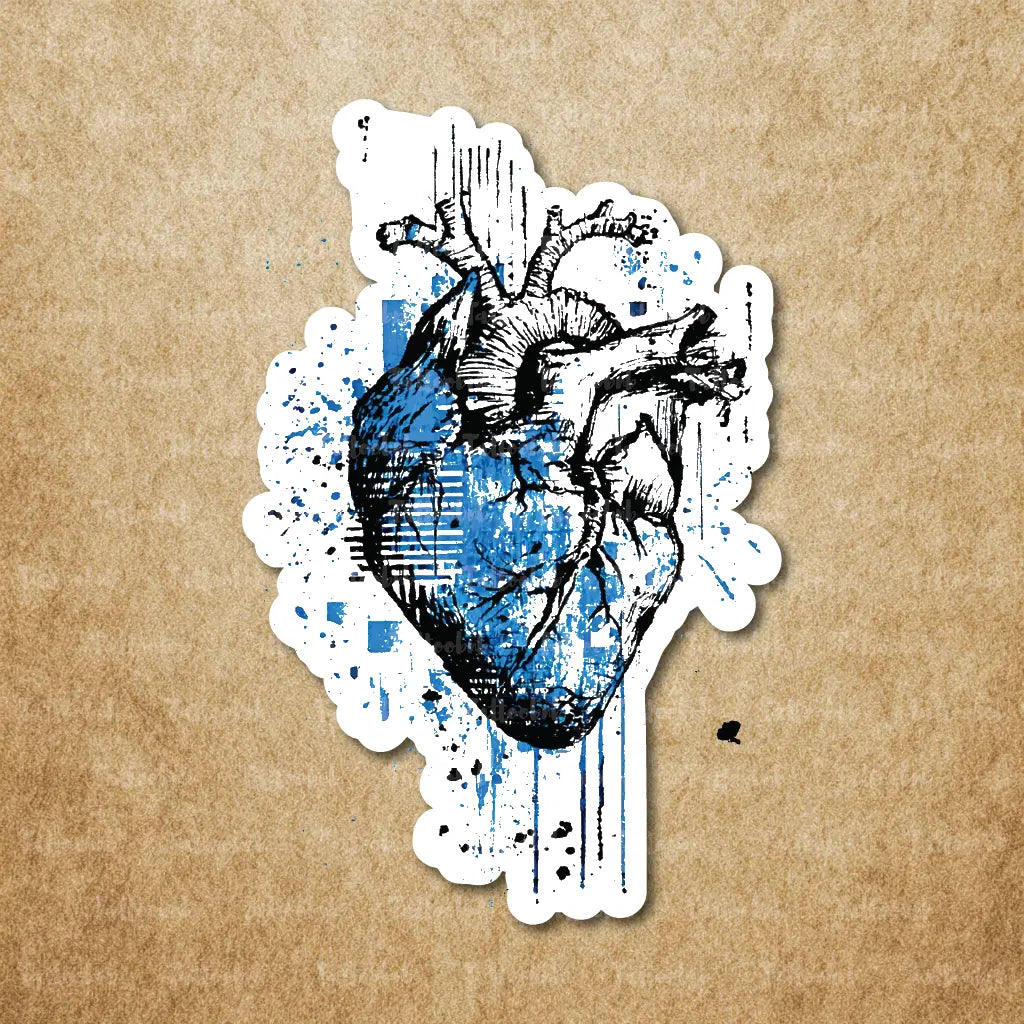 trash polka blue anatomical heart temporary tattoo sticker idea design